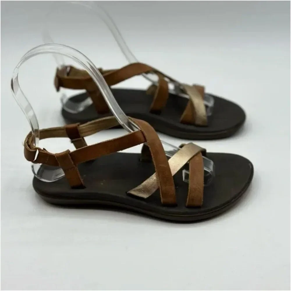 OluKai Upena Girl’s Leather Velcro Slingback Sandals Size Girls 13 (32)